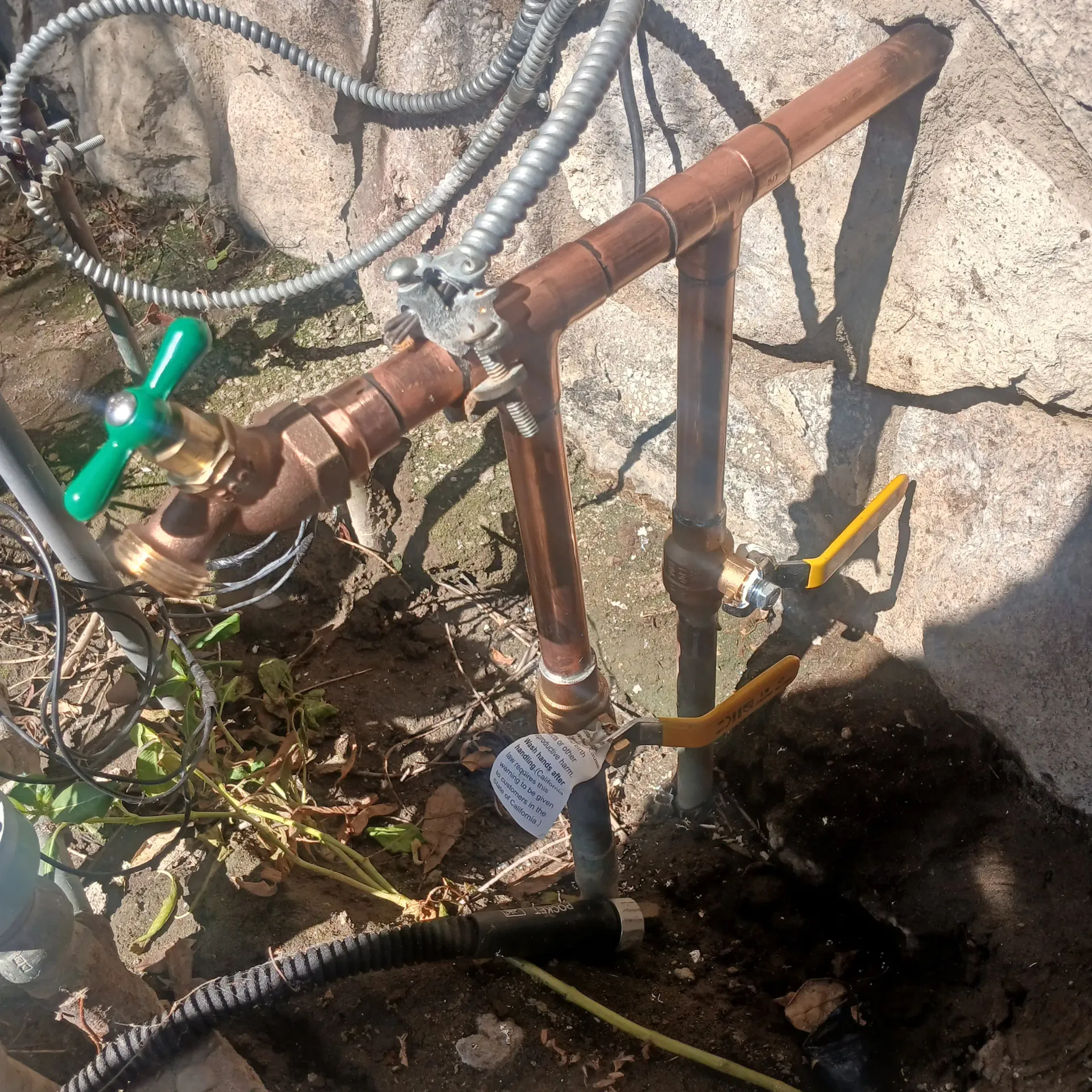 Caliber One outdoor copper pipe repair at a residential property